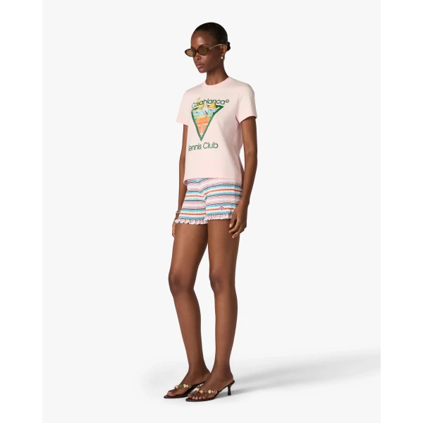 Casablanca Pink Tennis Club Icon Pyramid Abduction Fitted Short Sleeve T-Shirt | T-Shirt | Luxury Shoes 