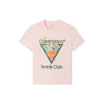 Casablanca Pink Tennis Club Icon Pyramid Abduction Fitted Short Sleeve T-Shirt | T-Shirt | Luxury Shoes 