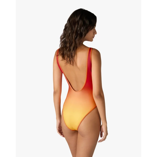 Casablanca Red & Orange Gradient Printed Swimsuit | Swimsuits | Luxury Shoes 