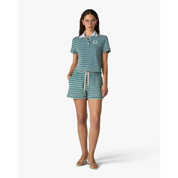 Casablanca Teal Striped Towelling Shorts | Shorts | Luxury Shoes 