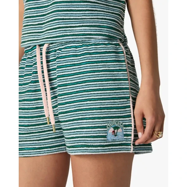 Casablanca Teal Striped Towelling Shorts | Shorts | Luxury Shoes 