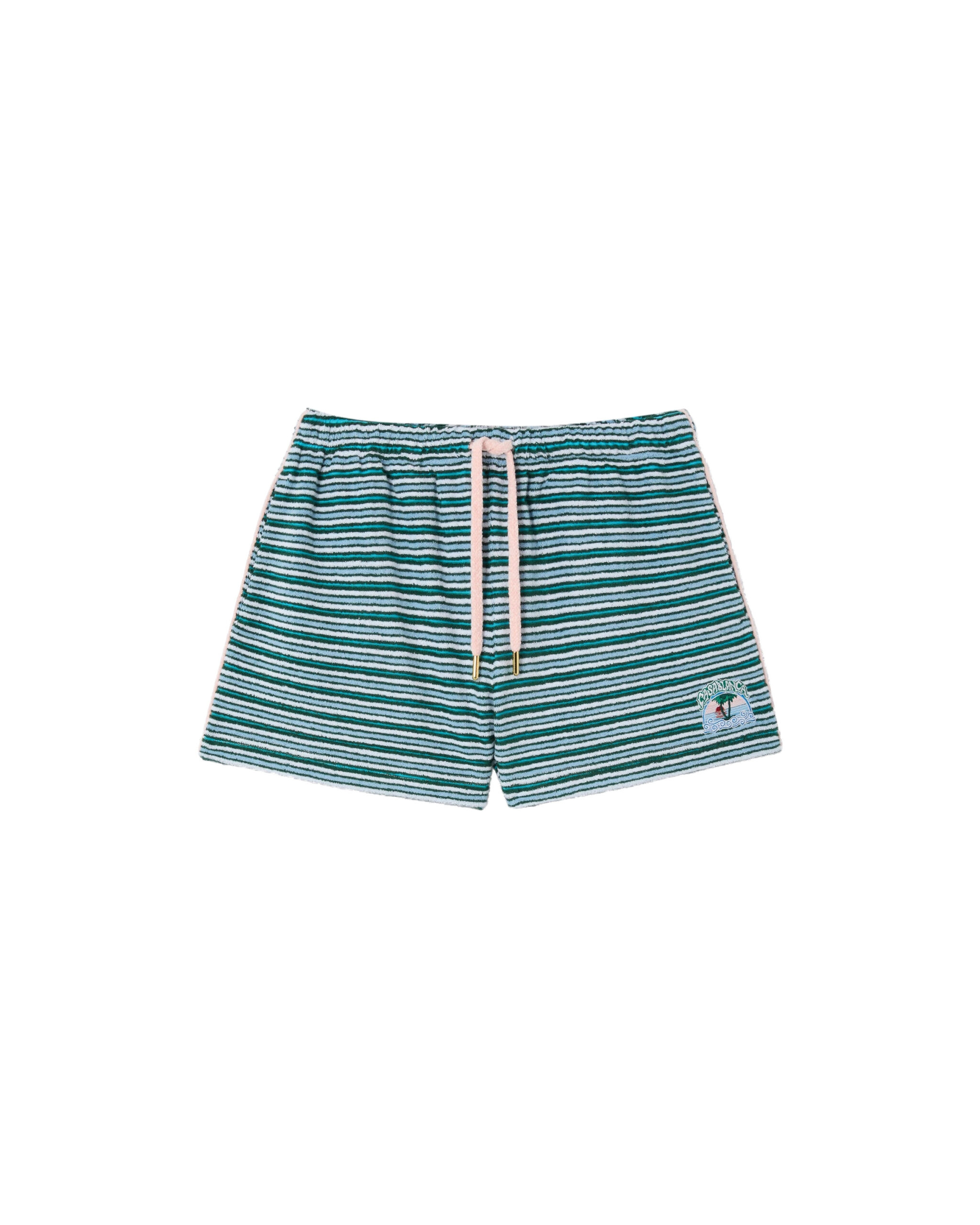 Casablanca Teal Striped Towelling Shorts Casablanca Teal Striped Towelling Shorts | Shorts | Luxury Shoes