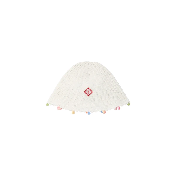 White Beaded Crochet Hat