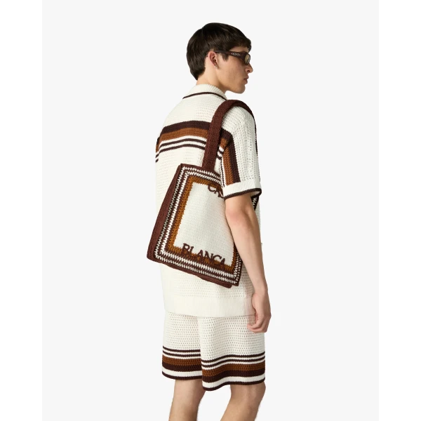 Casablanca White & Brown Crochet Bag | Totes & Top-Handle Bags | Luxury Shoes 