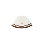 Casablanca White & Brown Stripe Crochet Hat | Hats | Luxury Shoes 