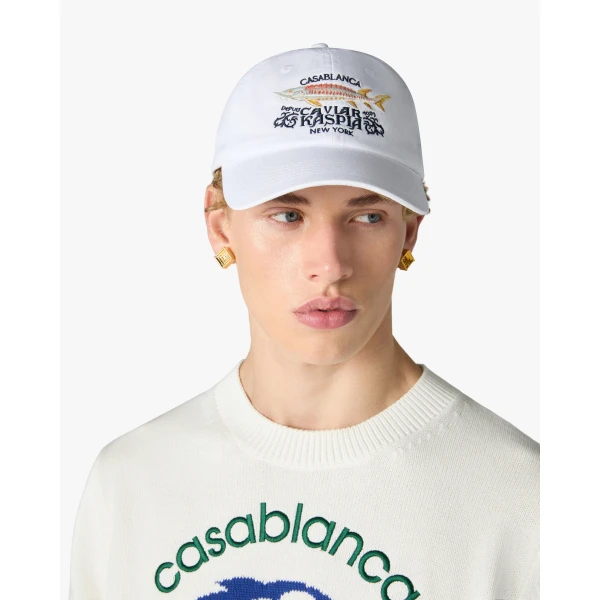 Casablanca White Casa Kaspia New York Embroidered Cap | Hats | Luxury Shoes 