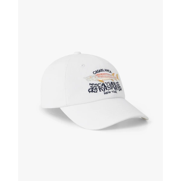 Casablanca White Casa Kaspia New York Embroidered Cap | Hats | Luxury Shoes 