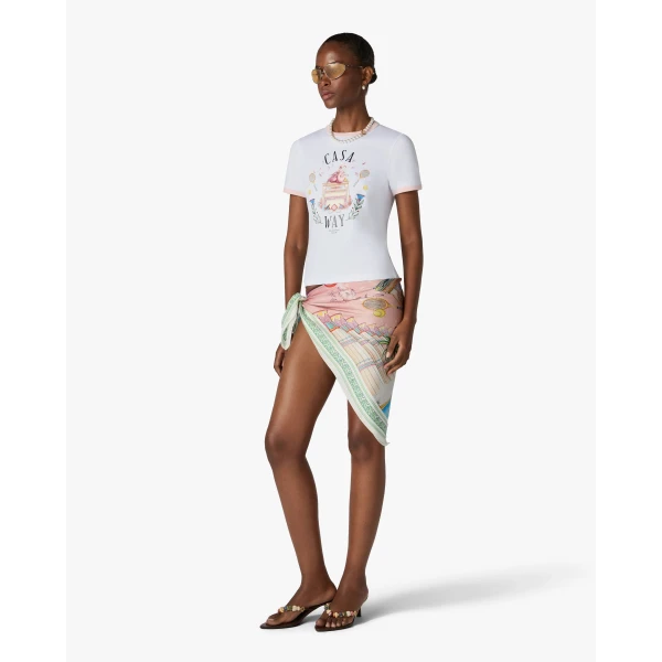 Casablanca White Casa Way Ringer Short Sleeve T-Shirt | T-Shirt | Luxury Shoes 