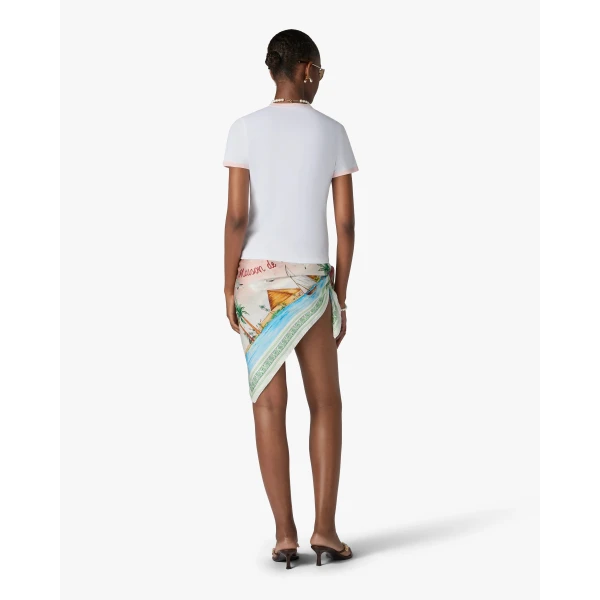 Casablanca White Casa Way Ringer Short Sleeve T-Shirt | T-Shirt | Luxury Shoes 