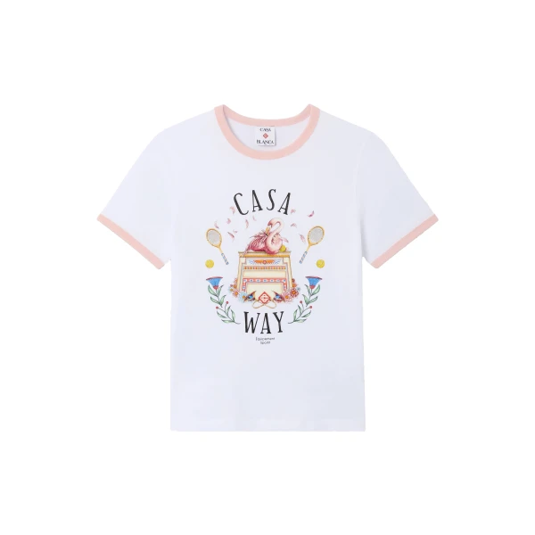White Casa Way Ringer Short Sleeve T-Shirt
