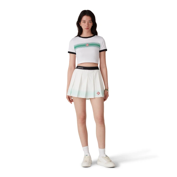 Casablanca White Gradient Stripe Ringer Short Sleeve T-Shirt | T-Shirt | Luxury Shoes 