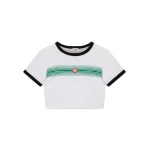 Casablanca White Gradient Stripe Ringer Short Sleeve T-Shirt | T-Shirt | Luxury Shoes 
