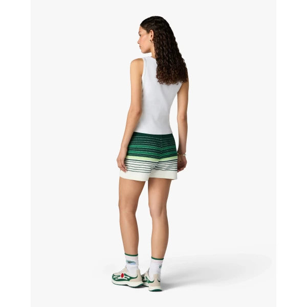 Casablanca White & Green Boucle Stripe Shorts | Shorts | Luxury Shoes 