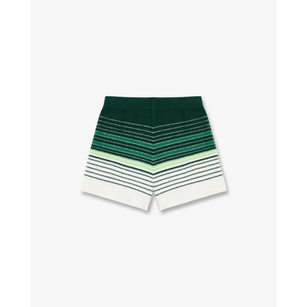 Casablanca White & Green Boucle Stripe Shorts | Shorts | Luxury Shoes 