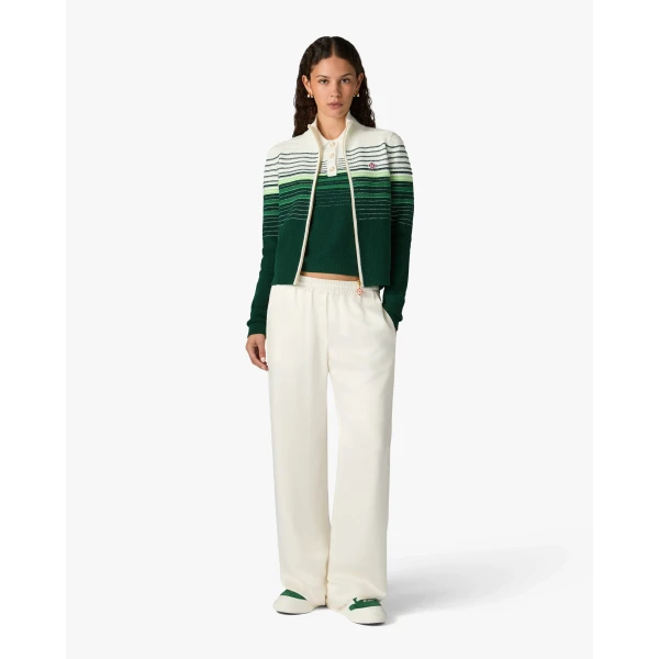 Casablanca White & Green Boucle Stripe Zip-Up Track Jacket | Jackets | Luxury Shoes 