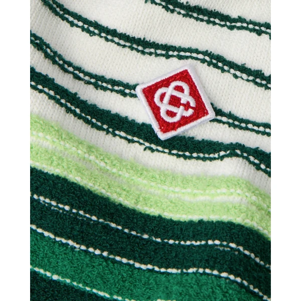 Casablanca White & Green Boucle Stripe Zip-Up Track Jacket | Jackets | Luxury Shoes 