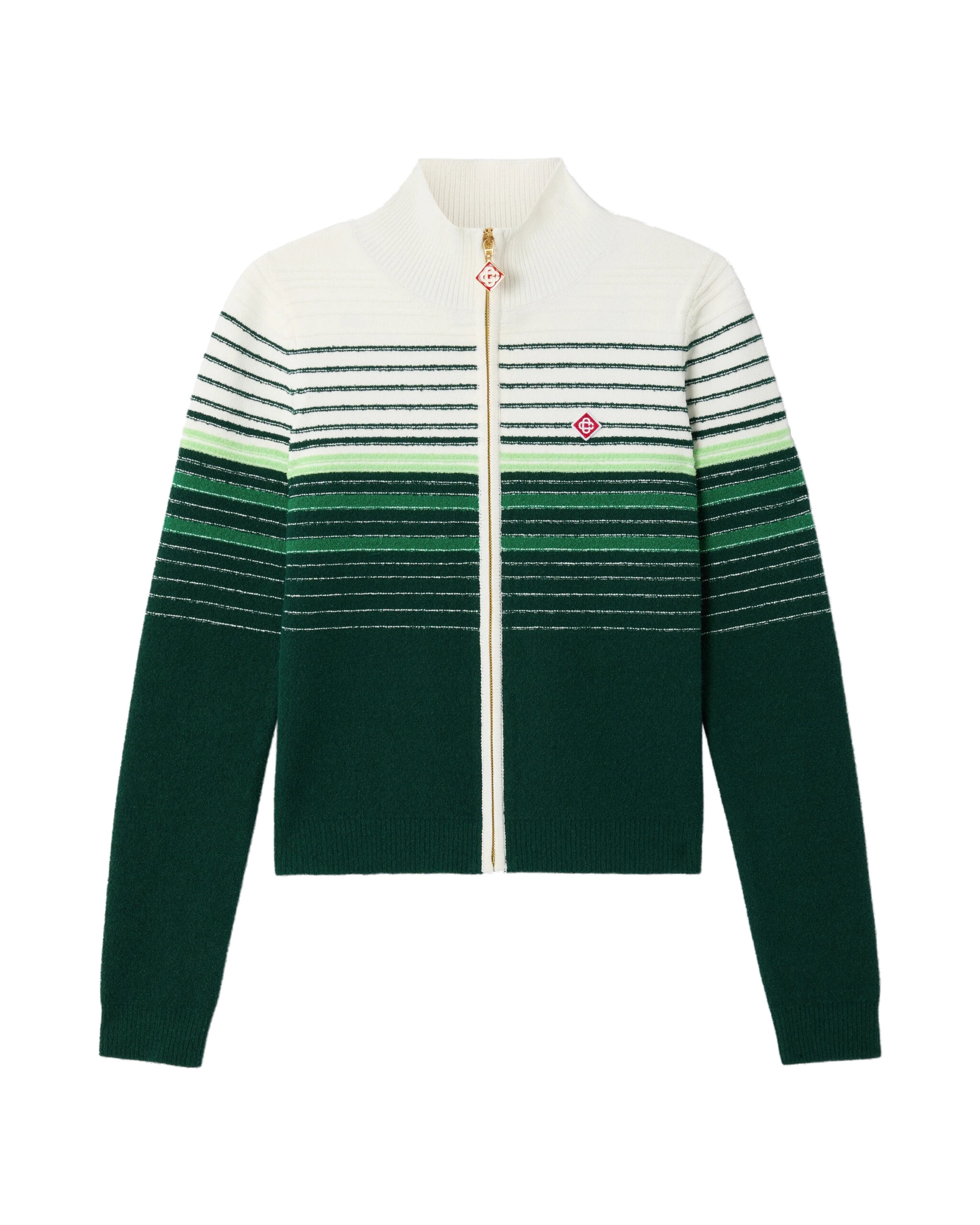 Casablanca White & Green Boucle Stripe Zip-Up Track Jacket Casablanca White & Green Boucle Stripe Zip-Up Track Jacket | Jackets | Luxury Shoes