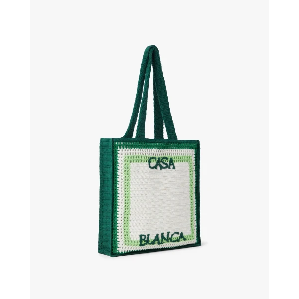 Casablanca White & Green Crochet Bag | Totes & Top-Handle Bags | Luxury Shoes 