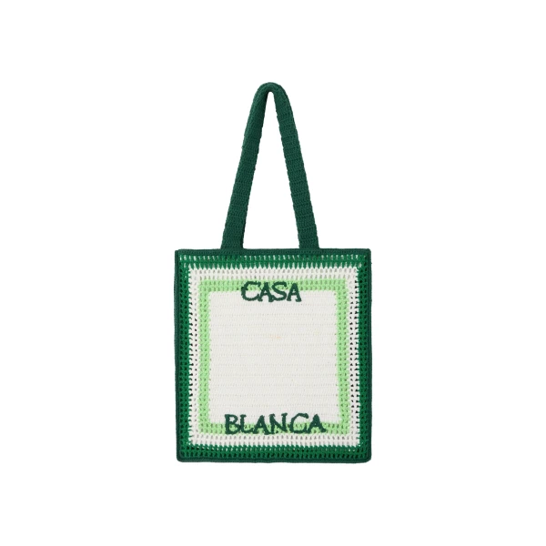 Casablanca White & Green Crochet Bag | Totes & Top-Handle Bags | Luxury Shoes 