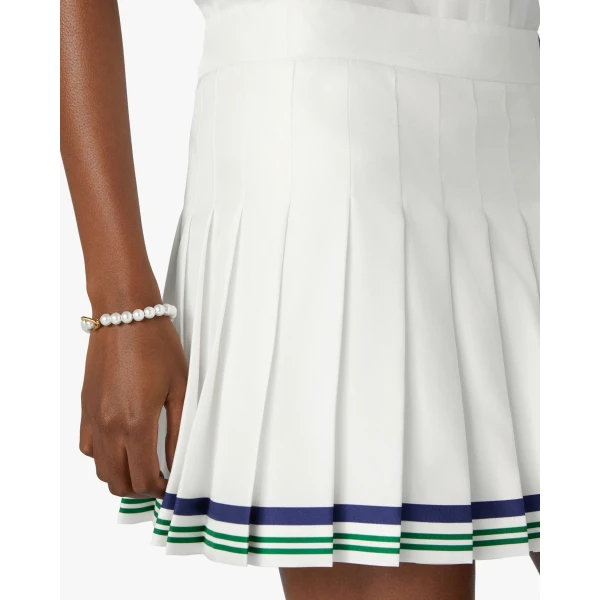 Casablanca White Hotel Emblem Pleated Mini Silk Skirt | Pleated Skirts | Luxury Shoes 