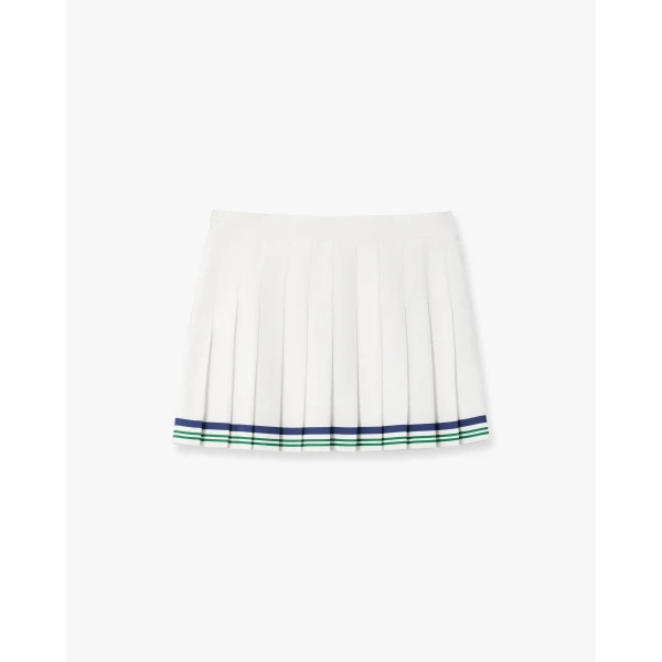 Casablanca White Hotel Emblem Pleated Mini Silk Skirt | Pleated Skirts | Luxury Shoes 