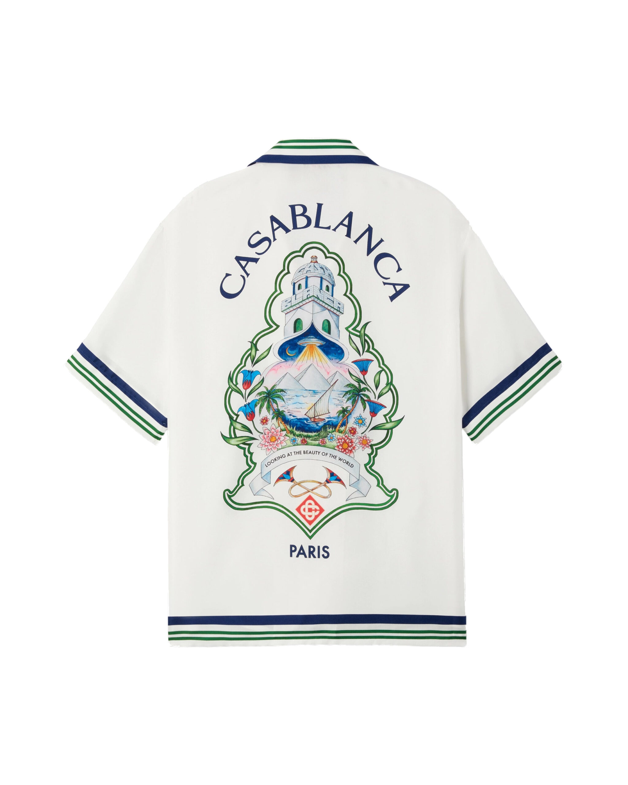 Casablanca White Hotel Emblem Short Sleeve Silk Shirt Casablanca White Hotel Emblem Short Sleeve Silk Shirt | Shirt | Luxury Shoes