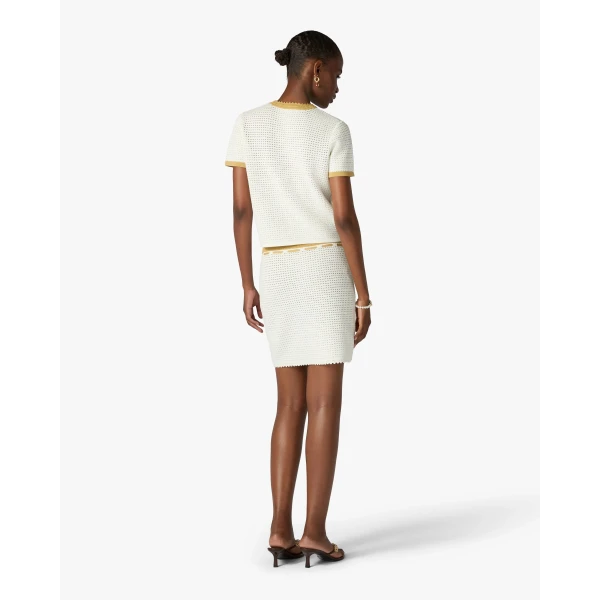 Casablanca White Lace Tuck Stitch Mini Skirt | Mini Skirt | Luxury Shoes 