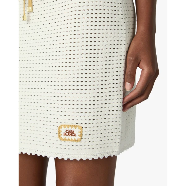 Casablanca White Lace Tuck Stitch Mini Skirt | Mini Skirt | Luxury Shoes 