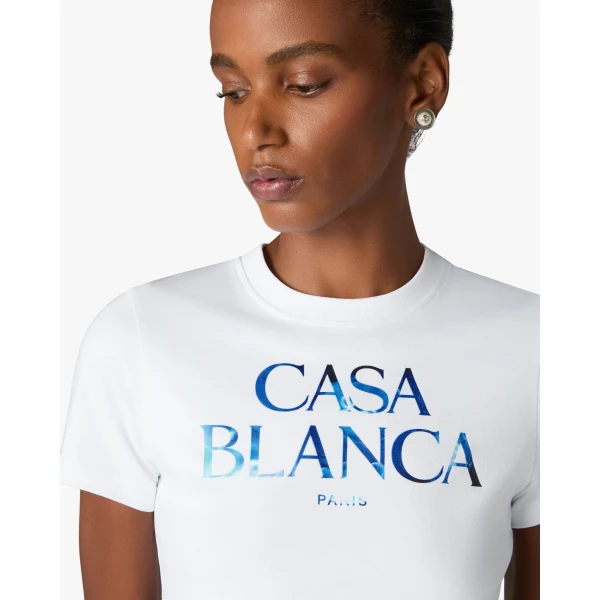 Casablanca White Meduse Stacked Logo Cropped Baby T-Shirt | T-Shirt | Luxury Shoes 