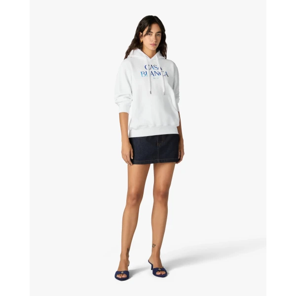 Casablanca White Meduse Stacked Logo Hooded Sweatshirt | Hoodies | Luxury Shoes 