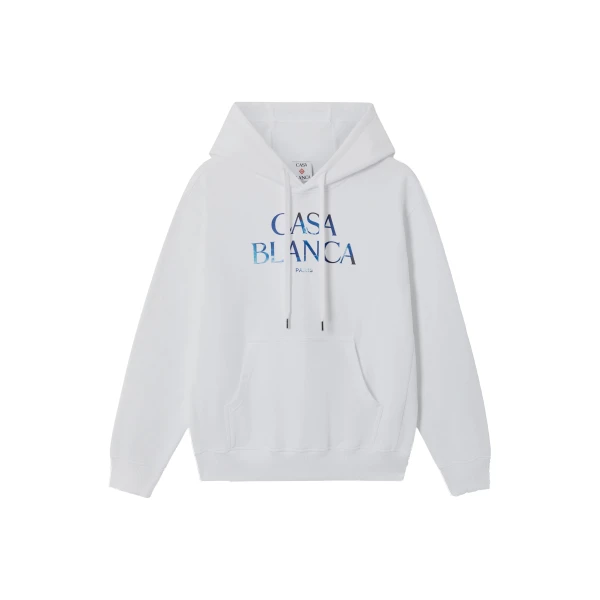 Casablanca White Meduse Stacked Logo Hooded Sweatshirt | Hoodies | Luxury Shoes 