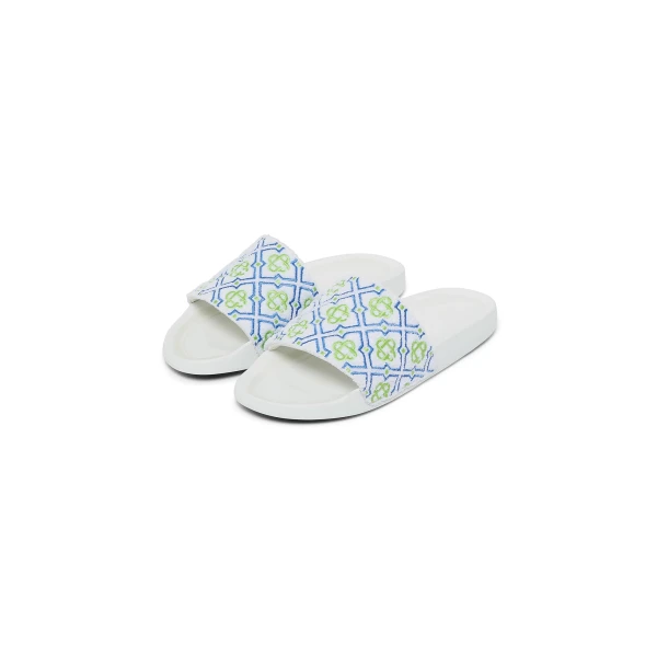 Casablanca White Monogram Pool Slides | Flip Flops & Slides | Luxury Shoes 