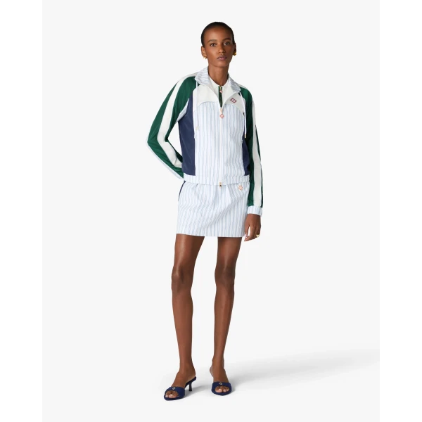 Casablanca White & Navy Pinstripe Mini Skirt | Mini Skirt | Luxury Shoes 