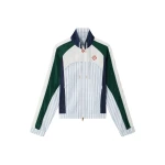 Casablanca White & Navy Pinstripe Panelled Track Jacket | Jackets | Luxury Shoes 