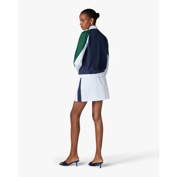 Casablanca White & Navy Pinstripe Panelled Track Jacket | Jackets | Luxury Shoes 