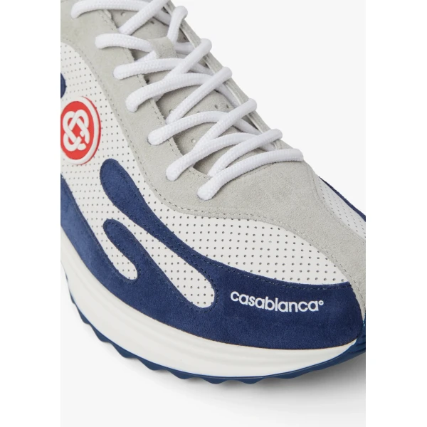 Casablanca White & Navy Stade Sneaker | Sneakers | Luxury Shoes 