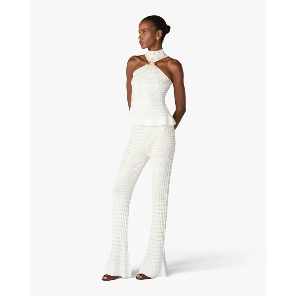 Casablanca White Pleated Mosaic Pants | Pants | Luxury Shoes 
