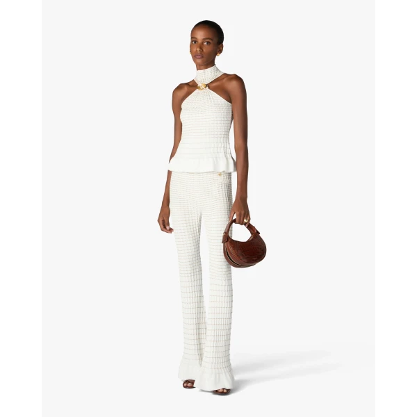 Casablanca White Pleated Mosaic Top | Tops | Luxury Shoes 