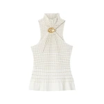 Casablanca White Pleated Mosaic Top | Tops | Luxury Shoes 