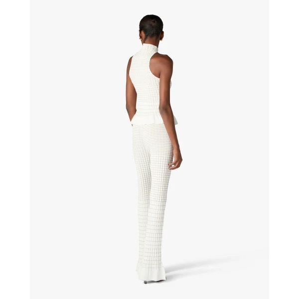 Casablanca White Pleated Mosaic Top | Tops | Luxury Shoes 