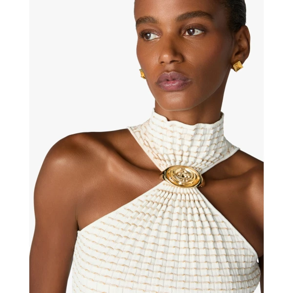 Casablanca White Pleated Mosaic Top | Tops | Luxury Shoes 