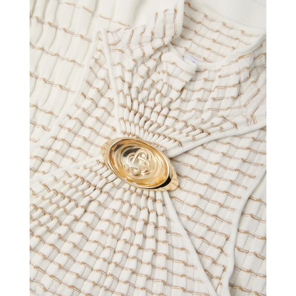 Casablanca White Pleated Mosaic Top | Tops | Luxury Shoes 