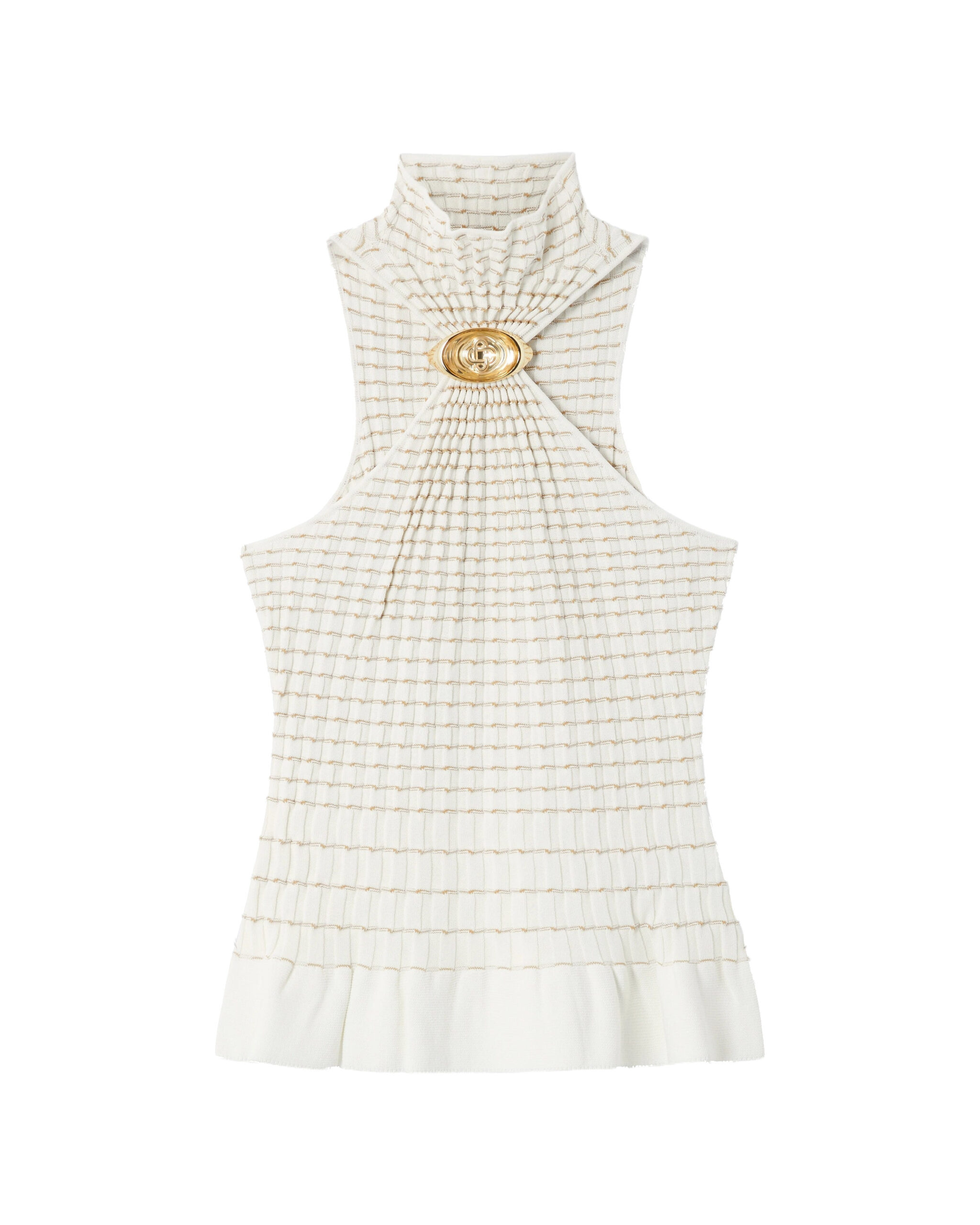 Casablanca White Pleated Mosaic Top Casablanca White Pleated Mosaic Top | Tops | Luxury Shoes