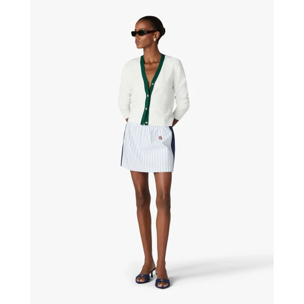 Casablanca White Pointelle Monogram Cardigan | Cardigan | Luxury Shoes 