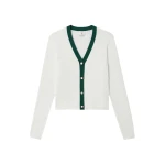 Casablanca White Pointelle Monogram Cardigan | Cardigan | Luxury Shoes 
