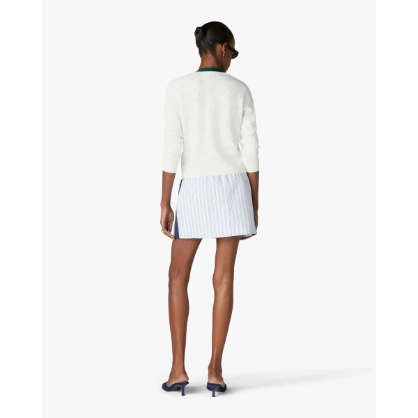 Casablanca White Pointelle Monogram Cardigan | Cardigan | Luxury Shoes 