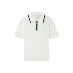 Casablanca White Pointelle Monogram Short Sleeve Cropped Polo Shirt | Polo Shirt | Luxury Shoes 