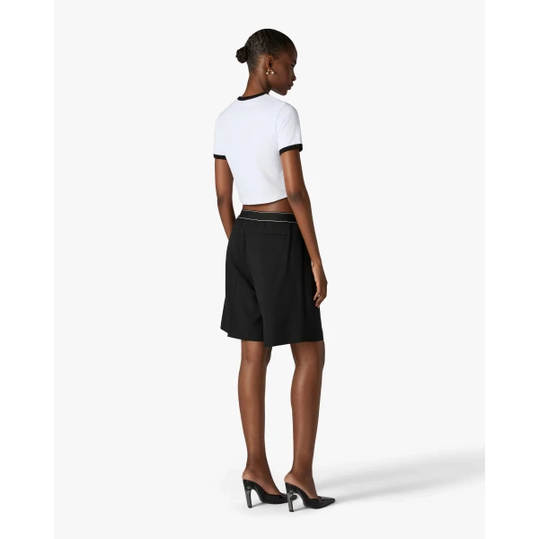 Casablanca White Stacked Logo Cropped Baby Short Sleeve T-Shirt | T-Shirt | Luxury Shoes 
