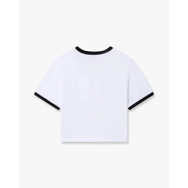 Casablanca White Stacked Logo Cropped Baby Short Sleeve T-Shirt | T-Shirt | Luxury Shoes 