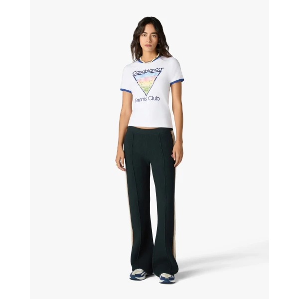 Casablanca White Tennis Club Icon Cropped Ringer Short Sleeve T-Shirt | T-Shirt | Luxury Shoes 